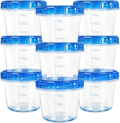 12 Pack 4oz Small Freezer Storage Containers with Twist Top Lids Airtight, Mini Reusable Plastic Food Storage Containers with Lids for Snack Condiment Salad Dressings Sauces Soup, Condiment Sauce Cups