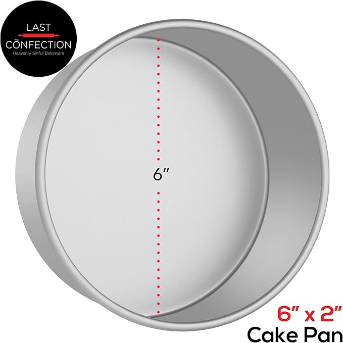 Last Confection 6" x 2" Round Cake Pan, Anodized Aluminum Cake Pan Baking Tin Mold, Professional Bakeware