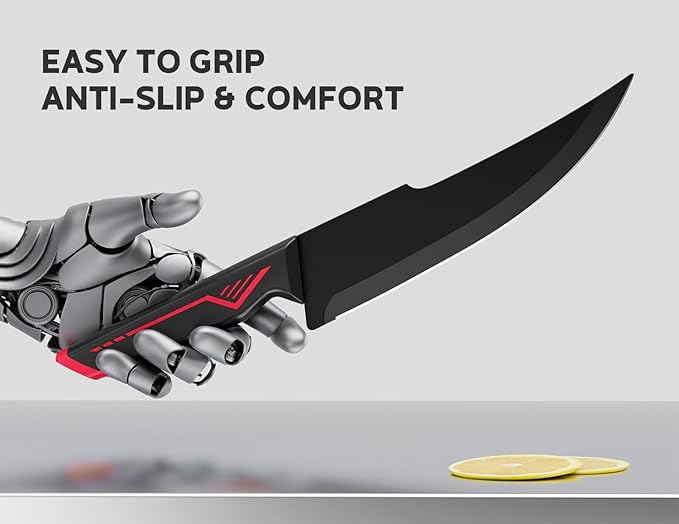Knife Set - 15 PCS Kitchen Knife Set with Built-in Knife Sharpener Block - Stainless Steel Knife Block Set - Dishwasher Safe, Elegant Box for Men Women, Fathers day, Red