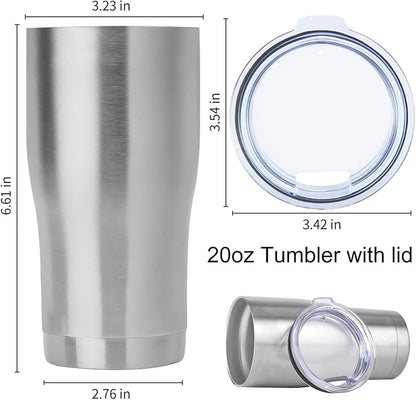 DOMICARE 20oz Tumbler with Lid Stainless Steel Tumblers Bulk, Double Wall Vacuum Insulated Coffee Travel Mug, 8 Count (Pack of 1) Stainless Steel