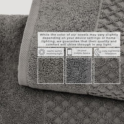 Great Bay Home Bath Towels - 100% Cotton 6 Piece Towel Set - Diamond Waffle Weave - Absorbent, Durable, Quick-Dry Towels for Bathroom (Dark Grey)