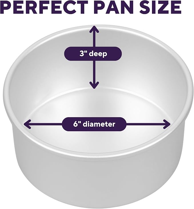 Wilton 6 in. Round Cake Pan, 3 in. Deep Aluminum Bakeware for Tall Cakes, Rust-Resistant, Even Heating, Professional Quality