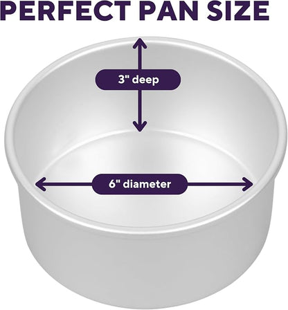 Wilton 6 in. Round Cake Pan, 3 in. Deep Aluminum Bakeware for Tall Cakes, Rust-Resistant, Even Heating, Professional Quality