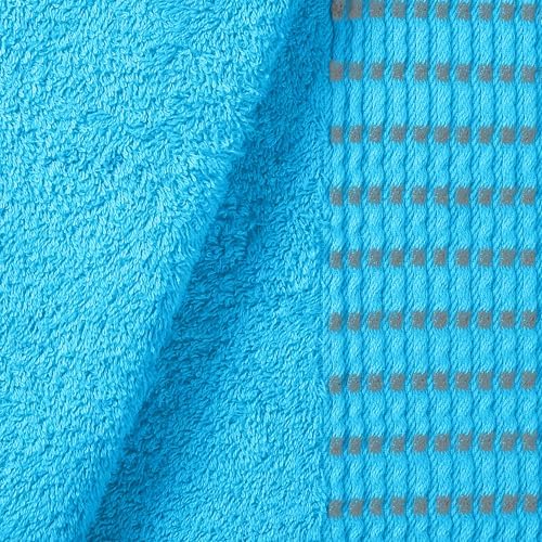BELIZZI HOME Ultra Soft 3 Pack Cotton Towel Set, Contains a Bath Towels 28x55 inch, a Hand Towels 16x24 inch & a Wash Cloths 12x12 inch, Ideal Everyday use, Compact & Lightweight - Turquoise Blue
