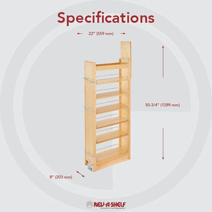 Rev-A-Shelf PULLOUT, Pant Try, Wood, 51" H X 8" W