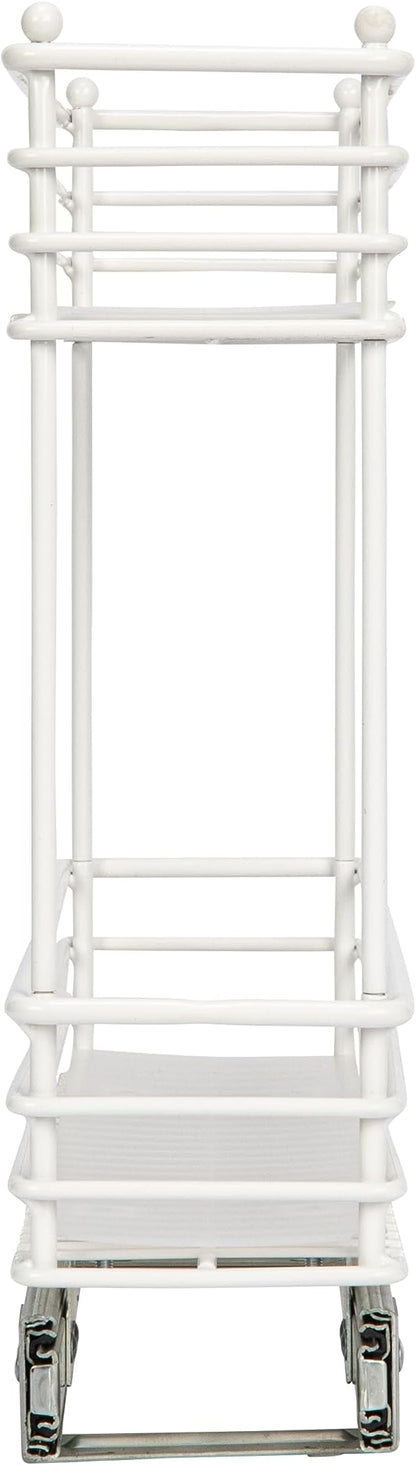 Household Essentials White Steel Artisan Organizer with Plastic Liners, 2-Tier Pull-Out