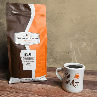 Fresh Roasted Coffee, Brazil Minas Gerais Whole Bean Coffee, Light Roast, Kosher, 5 lb (80 oz)