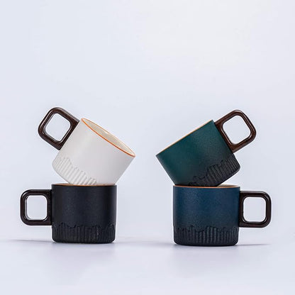 Zurucily Espresso Cups Set of 2, 2 oz Ceramic Espresso Cups, Demitasse Cups for Tea or Coffee (Blue)