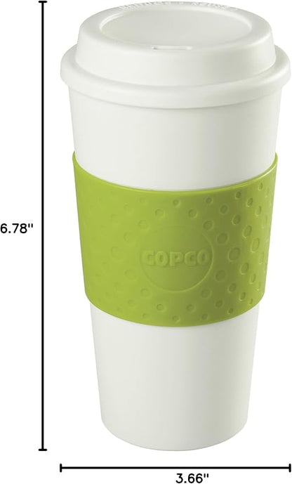 Copco Acadia 16 oz Travel Mug - Insulated Reusable Coffee Tumbler with Double-Walled Plastic, Secure Lid, BPA-Free - Portable Mug for Hot & Cold Drinks, Cup Holder Friendly (Green)