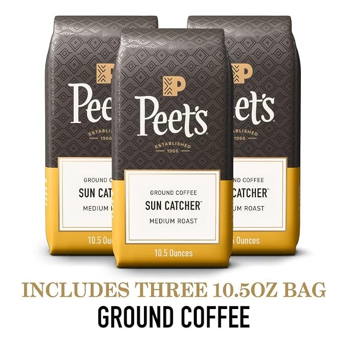 Peet's Coffee, 100% Arabica Light Roast Ground Coffee, Sun Catcher Blend 10.5 Ounce Bag (Pack of 3)