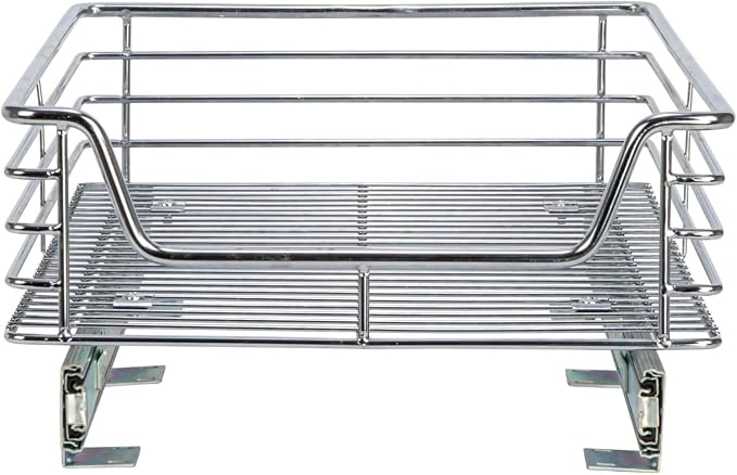 Household Essentials Chrome-Plated Steel Pull-Out Basket Organizer