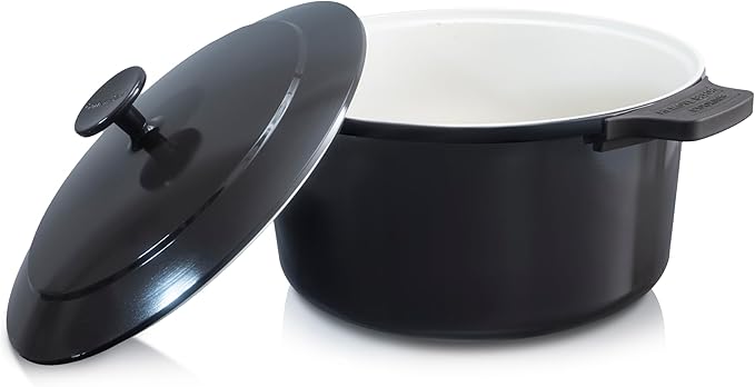Gotham Steel 5 Qt Lightweight Dutch Oven Pot with Lid & Holders, Ceramic Non Toxic, Oven Safe & Even Heat Retaining Dutch Oven for Bread Baking Sourdough, Soup, Casserole, 70% Lighter than Cast Iron