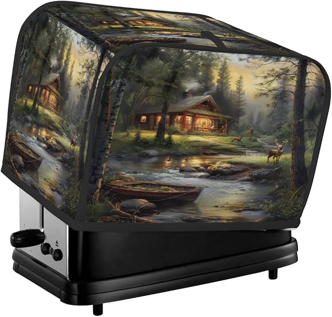 Forest Deer Animal Toaster Cover 2 Slice Wide Slot Washable Kitchen Appliance Covers Fingerprint Bread Machine Dust Cover Small Toaster Oven Accessories Covers Bread Maker Bag Women Gift