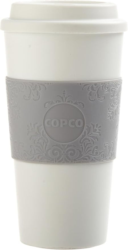 Copco Acadia 16 oz Travel Mug - Insulated Reusable Coffee Tumbler with Double-Walled Plastic, Leak-Proof Lid, BPA-Free - Portable Mug for Hot & Cold Drinks, Cup Holder Friendly (Damask)