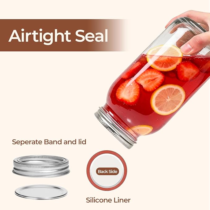 ComSaf Half Gallon Mason Jar 64oz 3Pcs, Wide Mouth Mason Jars with Lids and Seal Bands, Large Glass Canning Jars for Suntea, Pickling, Sourdough, Fermentation, Salad, Meal Prep, Food Pantry Storage