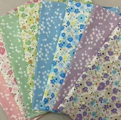 7 pcs 20" x 20" Cotton Fabric DIY Making Supplies Quilting Patchwork Fabric Fat Quarter Bundles DIY for Quilting Cotton Patchwork Cushions (8pcs Small with Big Flowers, 20" x 20")
