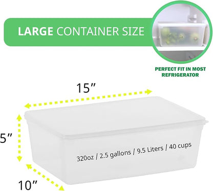 2.4 gal Produce Saver Containers for Refrigerator, Pizza Dough Proofing Box, Vegetable Storage Containers for Refrigerator, Pizza Storage Container, Marinating Container, Pizza Dough Box, Veggie Saver