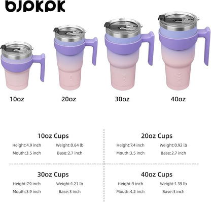 BJPKPK 10 oz Stainless Steel Insulated Tumbler Cups With Handle And Straw And Lid,Pastel Sunset