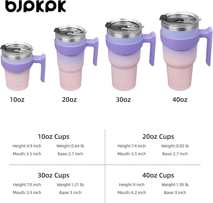 BJPKPK 20 oz Tumbler With Handle And Straw Lid Stainless Steel Travel Mugs Insulated Tumbler Cups,Pastel Sunset