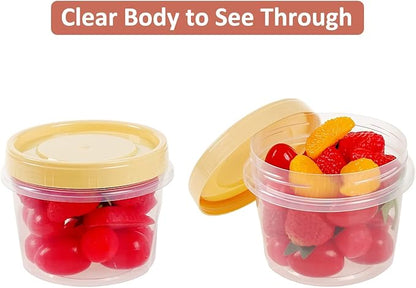 Screw Top Containers for Food 16 Oz, 30 Pack, 2 Cup Storage Containers with Lid, Reusable Twist Top Containers Twist Lock Stackable Round Twist Cap Plastic Freezer Container for Soup, 5-Color