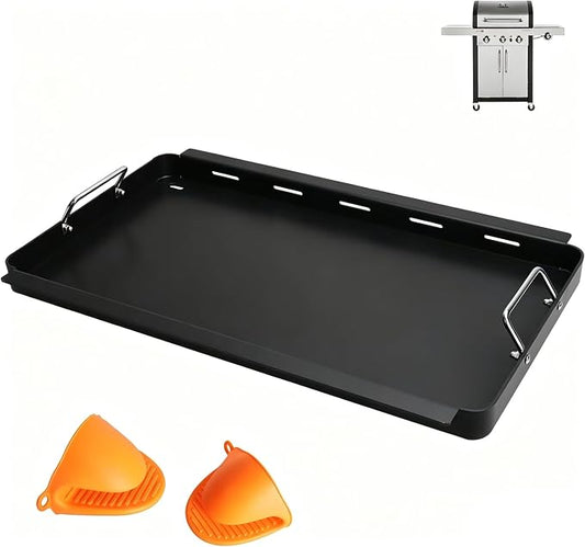 DcYourHome Full Size Griddle Insert for Charbroil Commercial TUR-Infrared Gas Grills 463242515 463242516 463367016 463246018, Carbon Steel Flat Top Griddle Plate for Charbroil 3-Burner Grill Parts