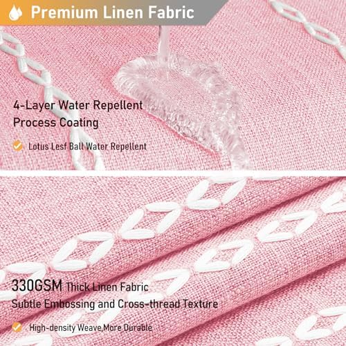 BTTN 72x84 Long Boho Farmhouse Linen Heavy Duty Shower Curtain, Blush Pink