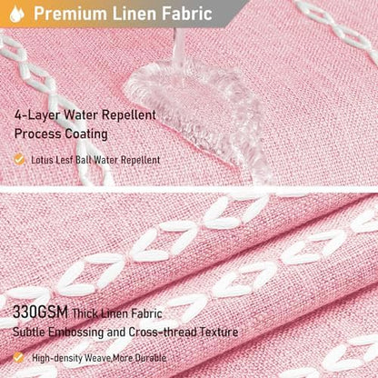 BTTN 72x84 Long Boho Farmhouse Linen Heavy Duty Shower Curtain, Blush Pink