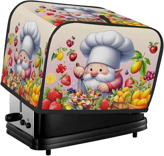 Toaster Cover 4 Slice Wide Slot Cute Gnome FriutBread Toaster Oven Dustproof Cover Small Appliance Kitchen Covers Dust and Fingerprint Protection for Women Gift 4 Slice