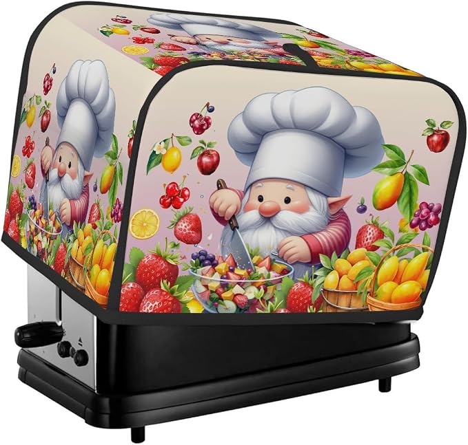 Toaster Cover 2 Slice Wide Slot Cute Gnome FriutBread Toaster Oven Dustproof Cover Small Appliance Kitchen Covers Dust and Fingerprint Protection for Women Gift 2 Slice