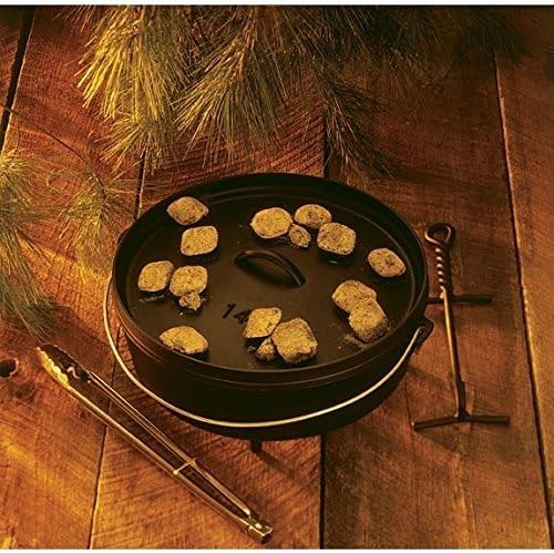 Lodge Seasoned Cast Iron Camp Dutch Oven with Lid - 10 Quart - Dual Handles - Seasoned Cast Iron Cookware with Steel Handle & Strong Lid for Heavy- Duty Camping Cookware