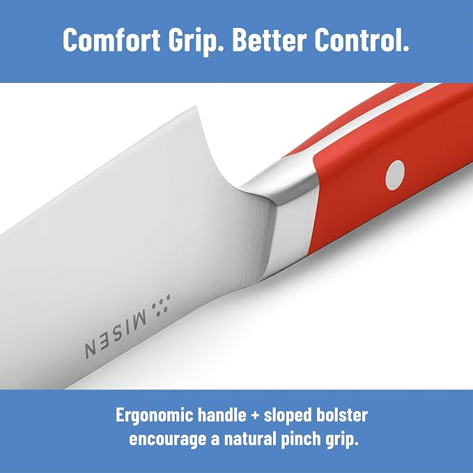 Misen 6.8" Chef Knife – High Carbon Japanese AUS-10 Stainless Steel – Hybrid German & Japanese Blade – Precision Kitchen Knife for Professionals & Home Cooks – Ultimate Cutting Performance - Red
