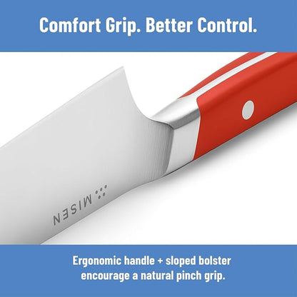 Misen 6.8" Chef Knife – High Carbon Japanese AUS-10 Stainless Steel – Hybrid German & Japanese Blade – Precision Kitchen Knife for Professionals & Home Cooks – Ultimate Cutting Performance - Red