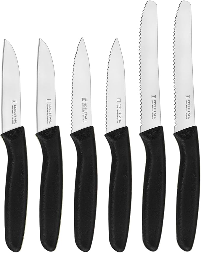 Paring Knife Set 6PCS, Ultra Sharp Kitchen Knives, Cutting & Peeling Knives, Kitchen Knives for Home Essentials, PP Plastic Handle-Black