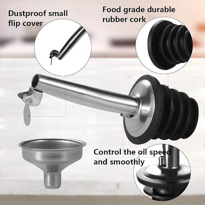WERTIOO 17 OZ Olive Oil Dispenser Bottle, 4 Pack Glass Oil and Vinegar Dispenser Set Container with 6 pcs Stainless Steel Pour Spouts Funnel & Pen and Tag for Kitchen