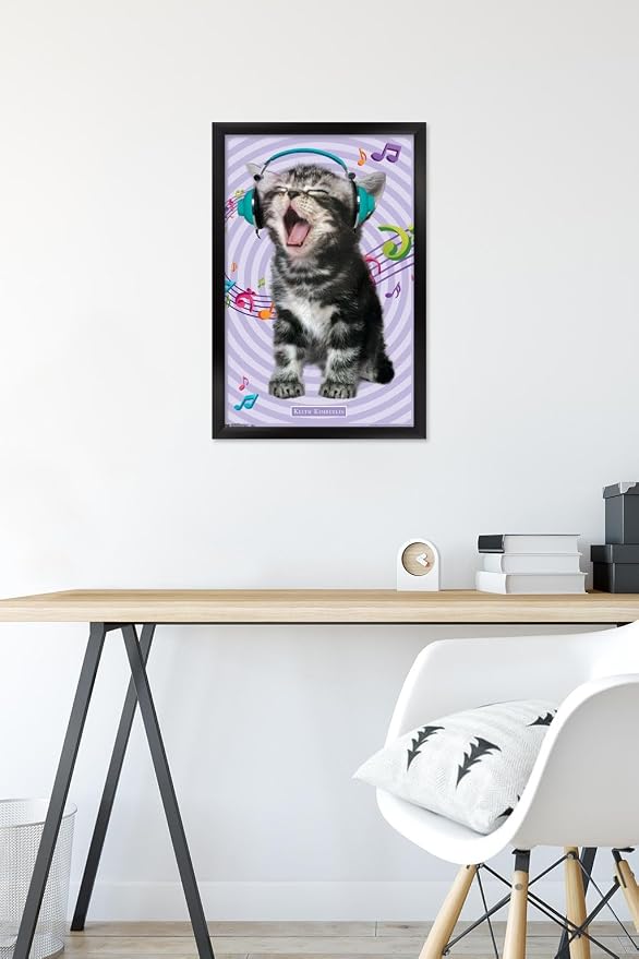 Trends International Keith Kimberlin - Kitten - Singing Wall Poster, 14.725" x 22.375", Black Framed Version