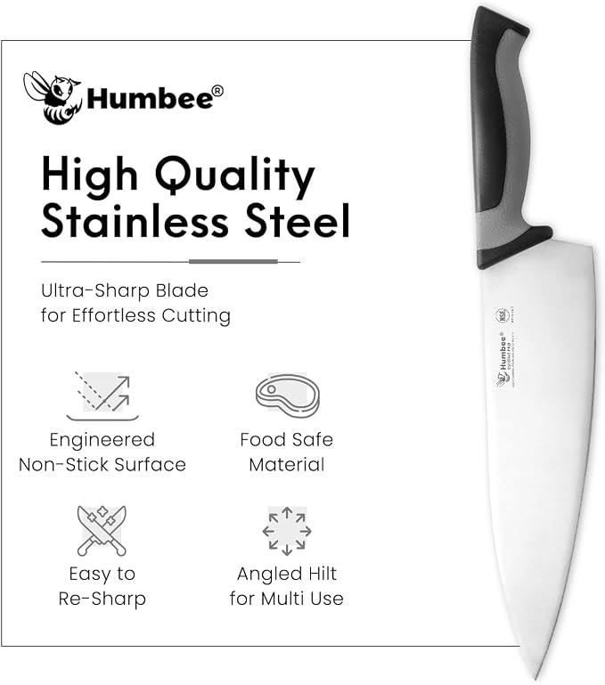 10-Inch Chef Knife, NSF Certified Razor-Sharp High Carbon Stainless Steel Blade – Ergonomic Color Coded Handle, Non-Slip Grip Kitchen Knife, DT-10 Series, Cool Grey