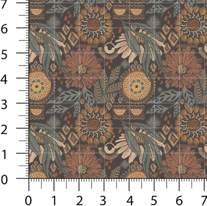 Cotton Patchwork Quilting Fabric Panel – 155×100 cm, 100% Cotton, Made in Türkiye (PRT_KUP 01-001) (Autumn Vintage, 6pcs 50x50cm)