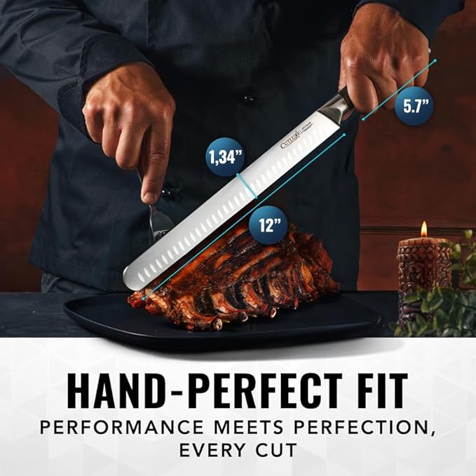 Cutluxe Brisket Knife – 12" Carving & Slicing Knife for Meat & BBQ – Razor Sharp German Steel, Sheath Included, Ergonomic Full Tang Handle Design, Fathers Day Gift For Dad – Artisan Series