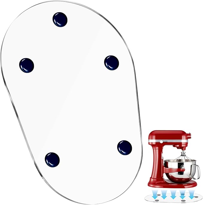 Mixer Mat Slider Compatible with KitchenAid 5-8 Qt Bowl-Lift Mixer - Thickened Acrylic Appliance Sliding Tray Kitchen Countertop Storage Mover Caddy for Kitchen Aid Professional Stand Mixer, Clear