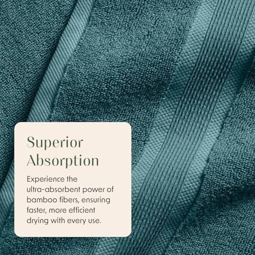 Springtree Home Luxury Bamboo Rayon Bath Towel Set | 6-Piece Set | Teal