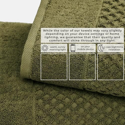 Great Bay Home Hand Towels - 100% Cotton 6 Pack 26x16 Hand Towel Set - Absorbent, Durable, Quick-Dry Towels for Bathroom (Olive)