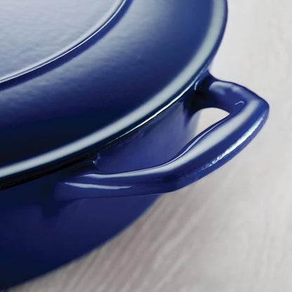 Tramontina Enameled Cast Iron Oval Dutch Oven Pot with Lid, Large 5.5-quart, Blue