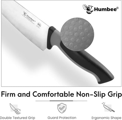 8-Inch Chef Knife, NSF Certified Razor-Sharp High Carbon Stainless Steel Blade – Ergonomic Color Coded Handle, Non-Slip Grip Kitchen Knife, DT-10 Series, Cool Grey