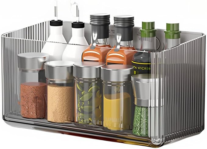 Cruet stands, 2 Pack Cabinet Door Organizers Plastic Wrap Holders for Kitchen Organizers, No drilling Wall Door Mount Kitchen Wrap Rack for Foil Wrap, Cling Wrap, and Food Bags, Clear Grey
