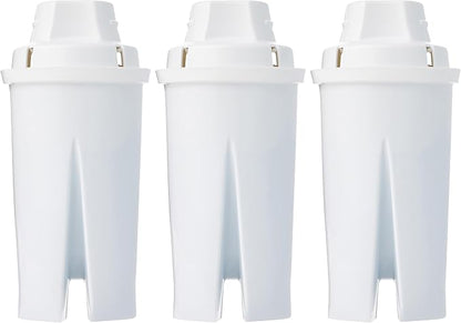 Amazon Basics Enhanced Replacement Water Filters for Water Pitchers, BPA-Free, WQA & NSF Certified, Compatible with Brita Water Pitchers & Drinking Water Filter Systems, 6 Month Filter Supply, 3-Pack