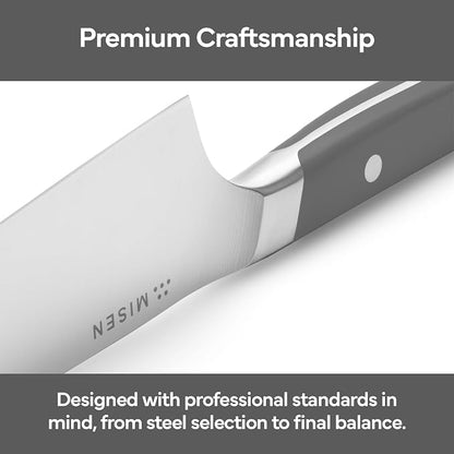 Misen Japanese Santoku Chef Knife - 7.5 Inch High Carbon Stainless Steel - Classic Japanese Knife Design for Cutting, Slicing, and Chopping - Razor Sharp Japanese Style Kitchen Knife, Gray