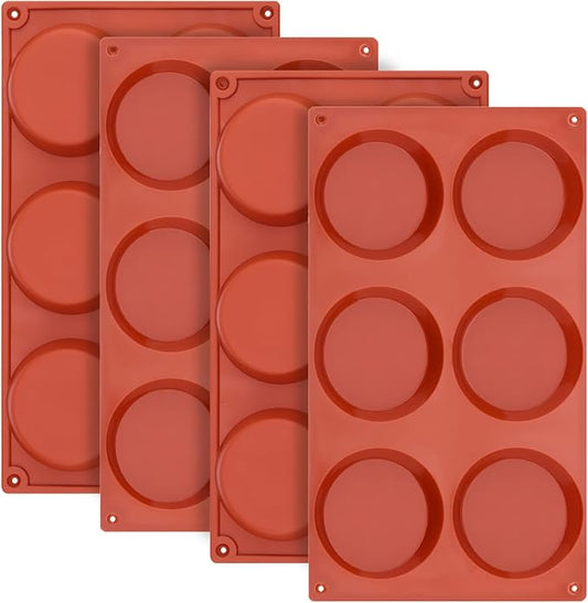 Ocmoiy 3 Inch Egg Mold for Breakfast Sandwiches Round Silicone Muffin Top/Egg Pan, Non-Stick Oven Baking Silicone Molds for Eggs Patty Bites, Tarts, English Muffins, Pack of 4