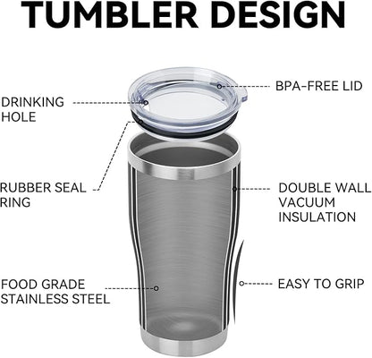 DOMICARE 20oz Tumbler with Lid Stainless Steel Tumblers Bulk, Double Wall Vacuum Insulated Coffee Travel Mug Powder Coated Tumbler, 1 Count (Pack of 1) Black