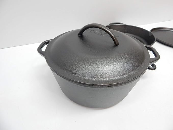 Lodge Cast Iron Set - 4-Piece Set - Pre-Seasoned Kitchen Set - Skillet, Griddle & Dutch Oven Included - PFAS-Free Non-Toxic Cookware
