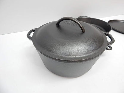 Lodge Cast Iron Set - 4-Piece Set - Pre-Seasoned Kitchen Set - Skillet, Griddle & Dutch Oven Included - PFAS-Free Non-Toxic Cookware